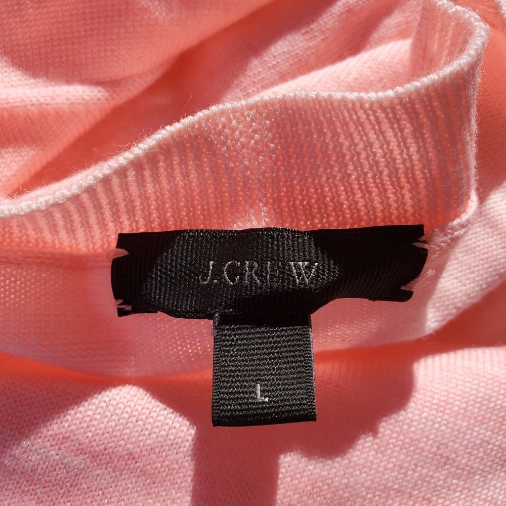 J. Crew Women's Long Sleeve Coral Pink Merino Wool Blend Sweater Size Large NWOT